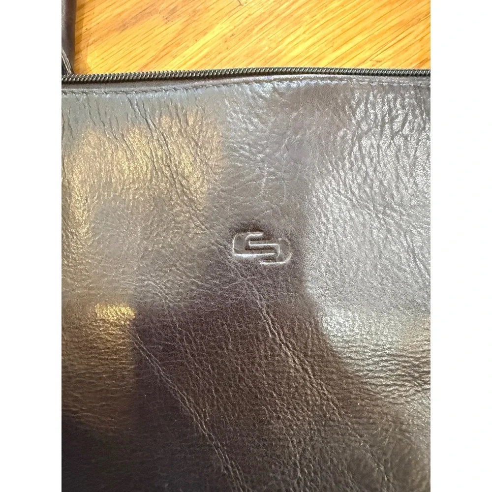 Solo New York Dark Brown Leather Laptop Tote Bag Professional Work Bag Teal